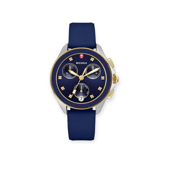 Michele Cape Chronograph Women’s Watch |Navy Blue Dial Rubber Strap | Swiss Made - Picture 4 of 9